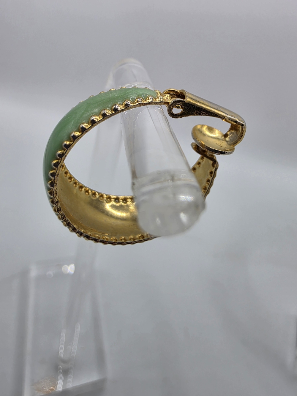 Napier Vintage Gold Green Enamel Braided Clip On Earrings - Picture 3 of 7